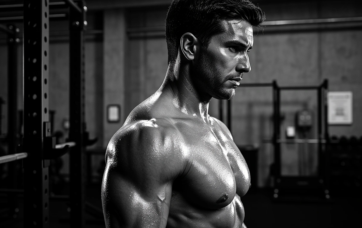 Human musculature under physical tension in a controlled training environment